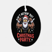 African American Santa Claus Christmas Pajama メタルオーナメント (正面左)
