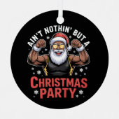 African American Santa Claus Christmas Pajama メタルオーナメント (正面)