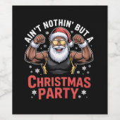 African American Santa Claus Christmas Pajama ワインラベル (シングルラベル)