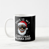 African American Santa Claus Christmas Pajama Shir コーヒーマグカップ (左)