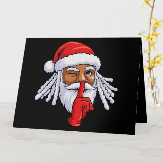 African American Santa Claus Christmas Party Decor カード (黄色い花)