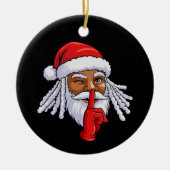 African American Santa Claus Christmas Party Decor セラミックオーナメント (正面)
