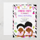 African American spa zebra theme invite 招待状 (正面/裏面)