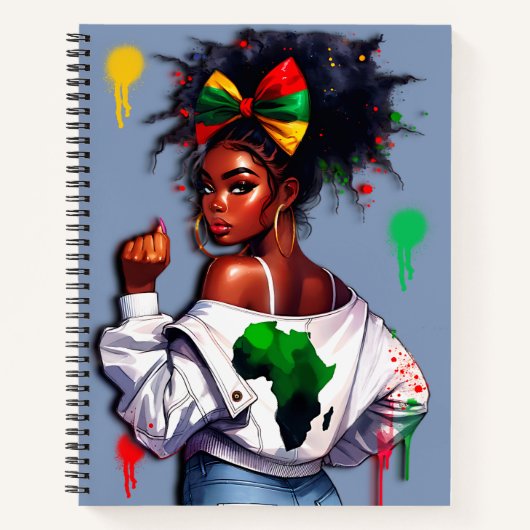 African=American Teen Celebrating Her Heritage ノートブック (正面)