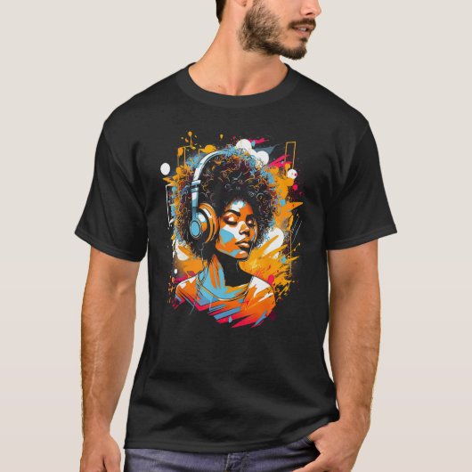 African American Woman Black Girl Music Graffiti G Tシャツ (正面)