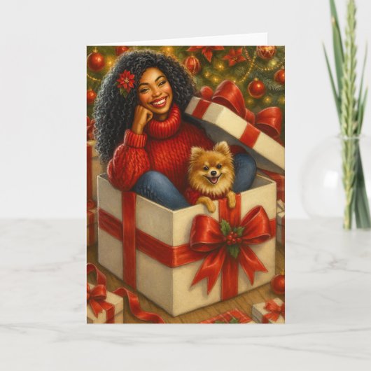 African American Woman Christmas Card | Black Card カード (正面)