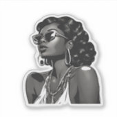 African American Woman Custom-Cut Vinyl Sticker シール (正面)