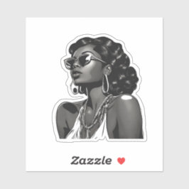 African American Woman Custom-Cut Vinyl Sticker シール