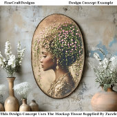 African American Woman, Floral DW7L Decoupag 薄葉紙