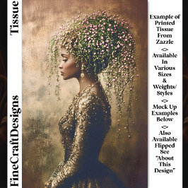 African American Woman, Floral DW7L Decoupag 薄葉紙