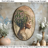 African American Woman, Floral DW7R Decoupag 薄葉紙