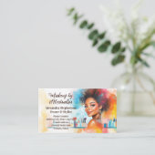 African American Woman Makeup Artist Beauty Salon 名刺 (スタンド正面)