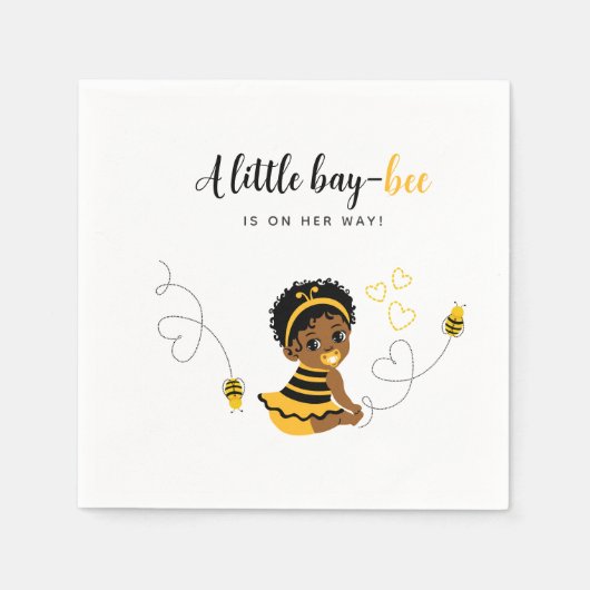 African-American Yellow Black Bee Baby Shower  スタンダードカクテルナプキン (正面)