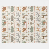 African Animal Parade Tribal Style ID1262 フリースブランケット (正面(横))