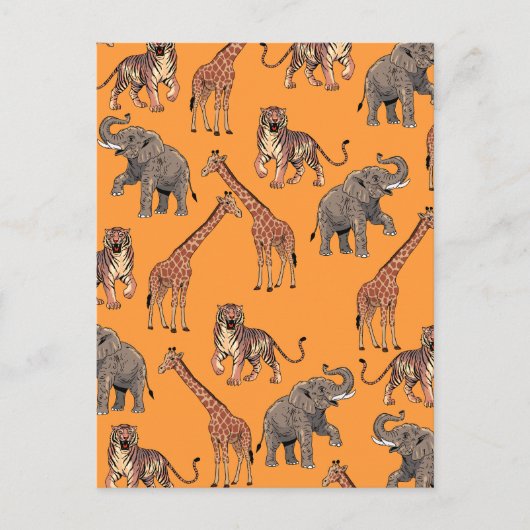 African Animal Pattern シーズンポストカード (正面)