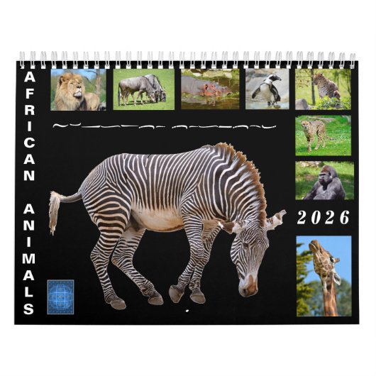 African animals 12 month calendar カレンダー (カバー)
