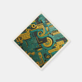 African Ankara Emerald Matrix スタンダードカクテルナプキン (角)