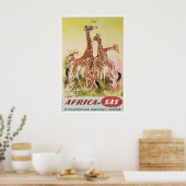 African Art Africa Giraffe Print SAS Travel Poster ポスター (キッチン)