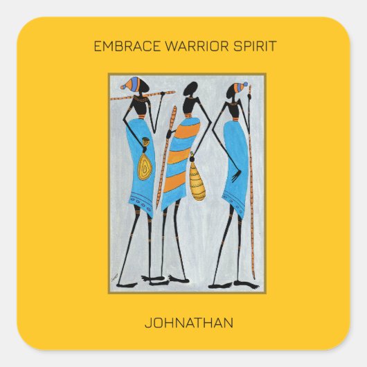 African Art Maasai Warriors感動的, African Art Maasai スクエアシール (正面)