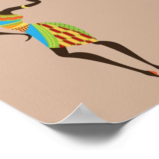 African art Tribal lady with basket ポスター (角)