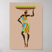 African art Tribal lady with basket ポスター (正面)