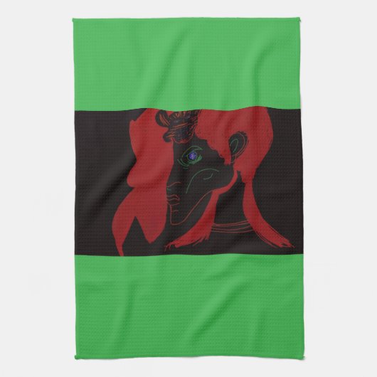 African Beastmaster Queen Kitchen Towel キッチンタオル (縦)
