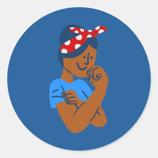 african black rosie the riveter rockabilly retro  ラウンドシール (正面)