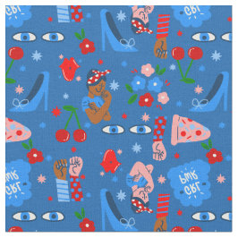 african black rosie the riveter rockabilly whimsy ファブリック
