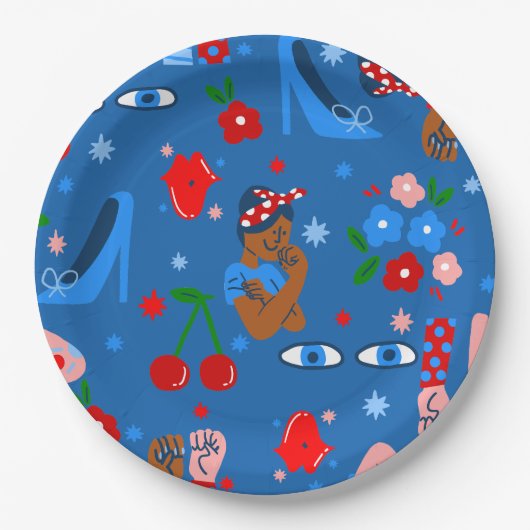 african black rosie the riveter rockabilly whimsy ペーパープレート (正面)