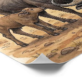 African Buffalo Mama and Calves Nursery Poster ポスター (角)