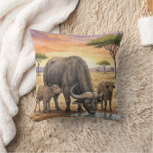 African Buffalo Mama And Calves Safari Animals  クッション (ブランケット)