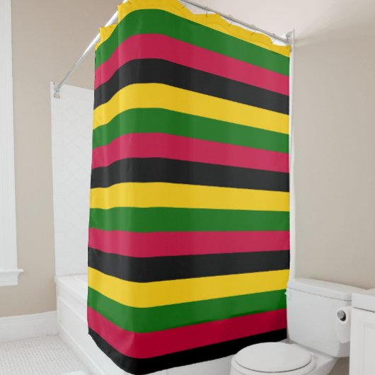 African Colors Stripes Pattern Design  シャワーカーテン