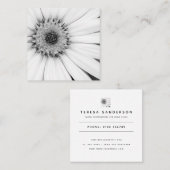 African Daisy Monochrome Floral Square Business Ca スクエア名刺 (正面/裏面)