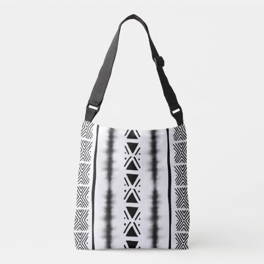 African Design White Tote Bag クロスボディバッグ (正面)