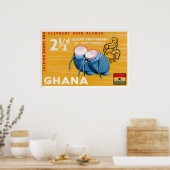 African Drums Print Vintage Ghana Postage Stamp ポスター (キッチン)