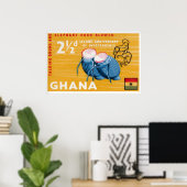 African Drums Print Vintage Ghana Postage Stamp ポスター (ホームオフィス)