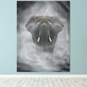 African Elephant in Misty Fog Serene Impasto キャンバスプリント (インサイチュ (ウッドフロア))