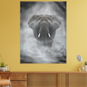 African Elephant in Misty Fog Serene Impasto キャンバスプリント (インサイチュ (リビング))