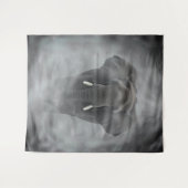 African Elephant in Misty Fog Serene Impasto タペストリー (正面(横))