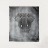 African Elephant in Misty Fog Serene Impasto タペストリー (正面)