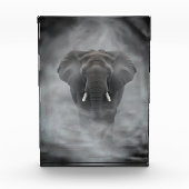African Elephant in Misty Fog Serene Impasto フォトブロック (正面)