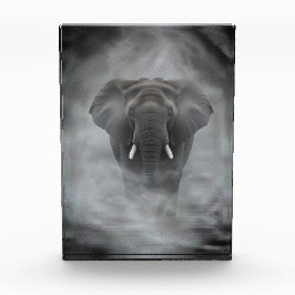 African Elephant in Misty Fog Serene Impasto フォトブロック