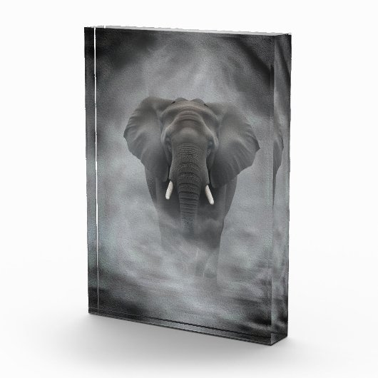 African Elephant in Misty Fog Serene Impasto フォトブロック (右)