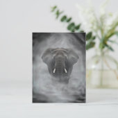 African Elephant in Misty Fog Serene Impasto ポストカード (スタンド正面)