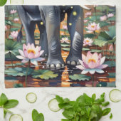African Elephant Watercolor Kitchen Towel キッチンタオル (折り畳み)
