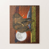 African Elephant with Moon & Mt Kilimanjaro Puzzle ジグソーパズル (縦)