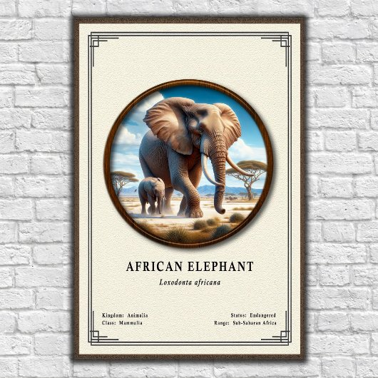 African Elephant Zoology Series ポスター
