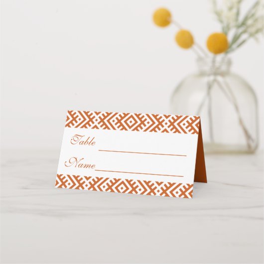 African Ethnic Pattern Border Wedding Place Card プレイスカード (正面)