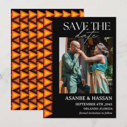 African Ethnic Pattern Wedding Save the Date Card (正面/裏面)