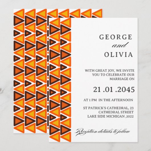 African Ethnic Seamless Pattern Wedding 招待状 (正面/裏面)